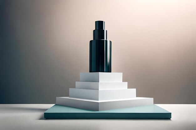 Foto ein nachgebildetes podium für die parfümpräsentation mit abstraktem minimalkonzept zeigt geometrische pastenfarben
