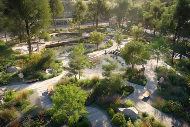 Ein nachhaltiger städtischer Park, der als grüne Oase dient