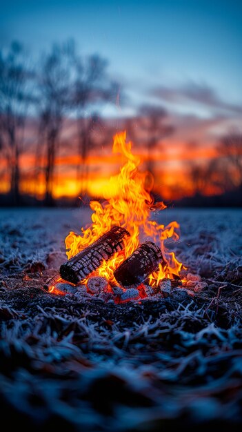 Ein nächtliches Lagerfeuer auf dem Land