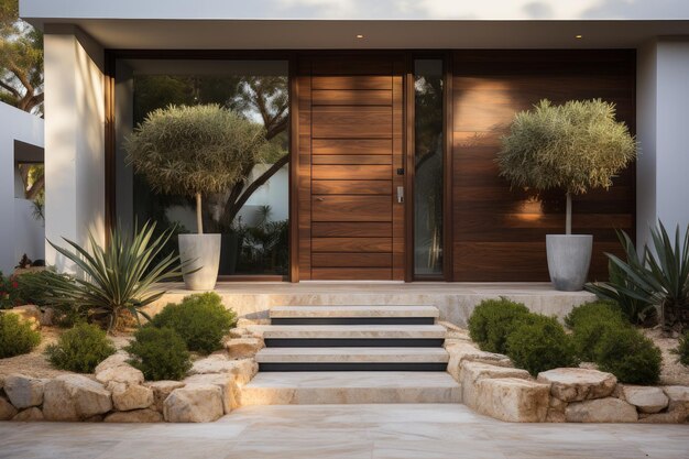 Ein Nahaufnahmefoto einer modernen Haustür für Außendesigns von Rhodos Architects