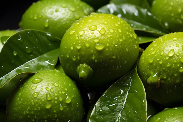 Ein nahtloses Hintergrundbild von zitronengrünen, zitronenfrischen Wassertropfen