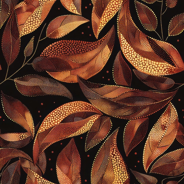 Ein nahtloses Muster aus wunderschönen braunen und goldenen Blättern