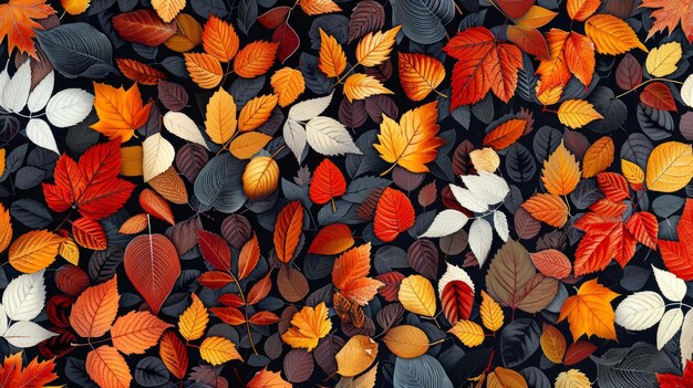 Ein nahtloses Muster Herbst Herbst Blätter vielfältige Farben endlos Natur Hintergrund KI Generativ