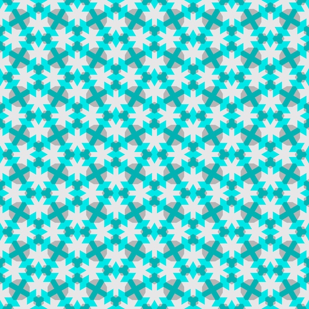Ein nahtloses Muster mit blauen und weißen Sternen auf weißem Hintergrund.