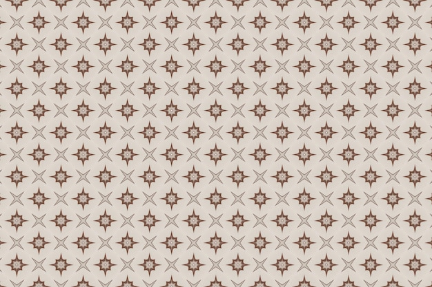 Ein nahtloses Muster mit braunen und beige geometrischen Formen und Sternen.