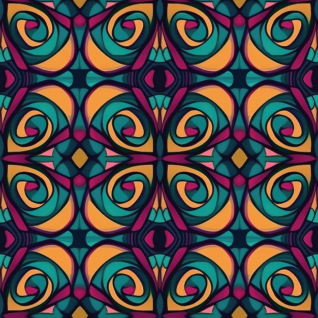 Ein nahtloses Muster mit bunten Wirbeln und Kreisen