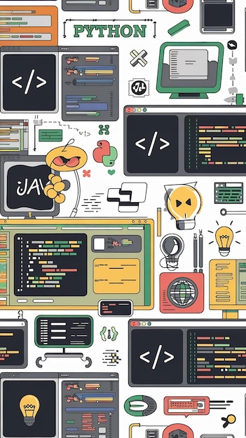 Ein nahtloses Muster mit dem Konzept von Programmiersprachen oder der Entwicklung von Cartoon-Software