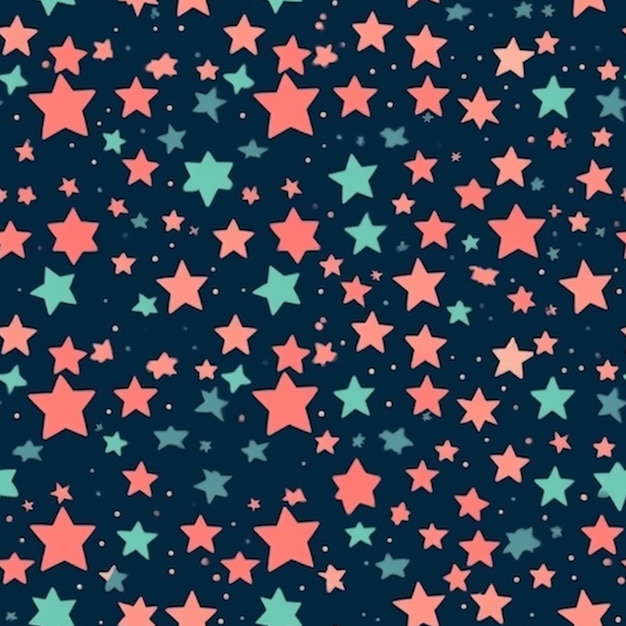 Ein nahtloses Muster mit Sternen auf dunklem Hintergrund
