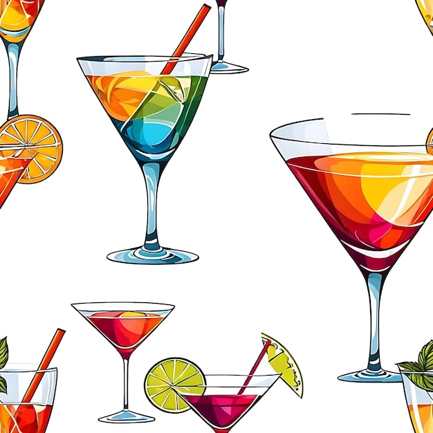 Ein nahtloses Muster von tropischen Cocktails