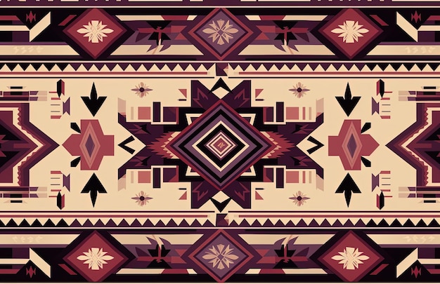 ein Navajo-Muster mit Lila- und Brauntönen im Stil von dunklem Kastanienbraun und hellem Beige