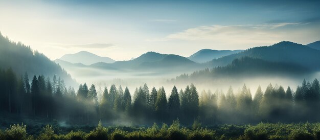 ein nebliger Morgen in den Bergen