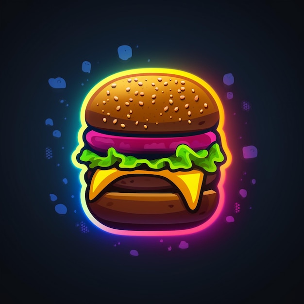 Ein Neon-Burger mit grünem Salat darauf.