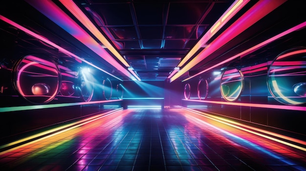 Ein Neon-Nachtclub pulsiert vor Energie und Licht