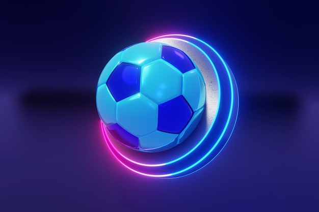 Ein Neonball mit einem blauen Fußball darauf.