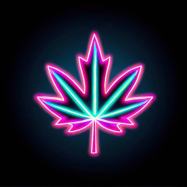 Ein Neonblatt, auf dem Cannabis steht