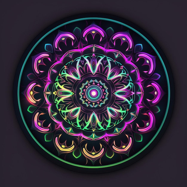 Ein Neonkreis mit einem Kreis in der Mitte, auf dem "leuchten" steht.