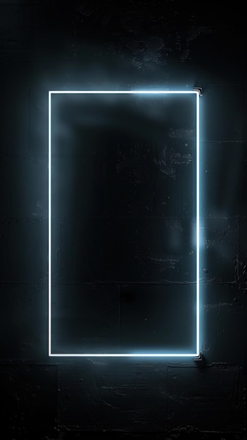 Ein Neonschild mit einem roten und blauen Rahmen