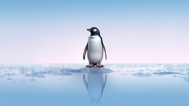 Ein neugieriger Pinguin, der auf Eis watschelt, wurde von der KI generiert