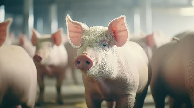 Ein neugieriges Schwein, das seine Umgebung untersucht, der Inbegriff der Neugier auf dem Bauernhof