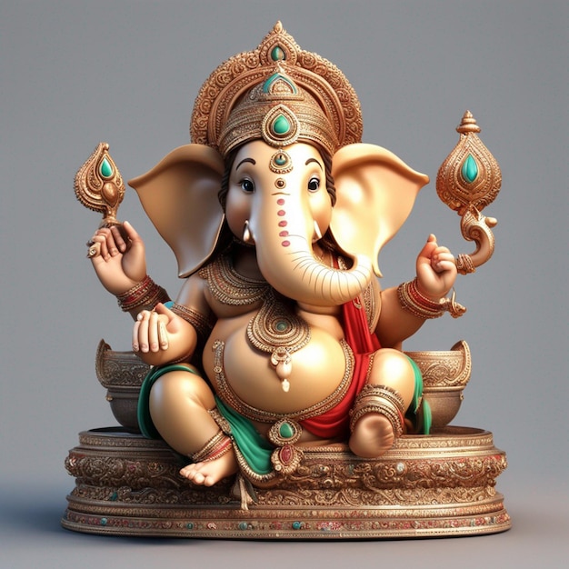 Ein niedlicher Hindu-Gott Lord Ganesha Farbe voll mit Blumen Dekoration