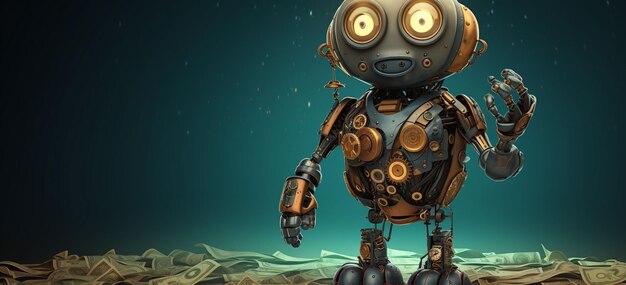 ein niedlicher Roboter im Steampunk-Stil mit Zahnrädern und komplizierten Details