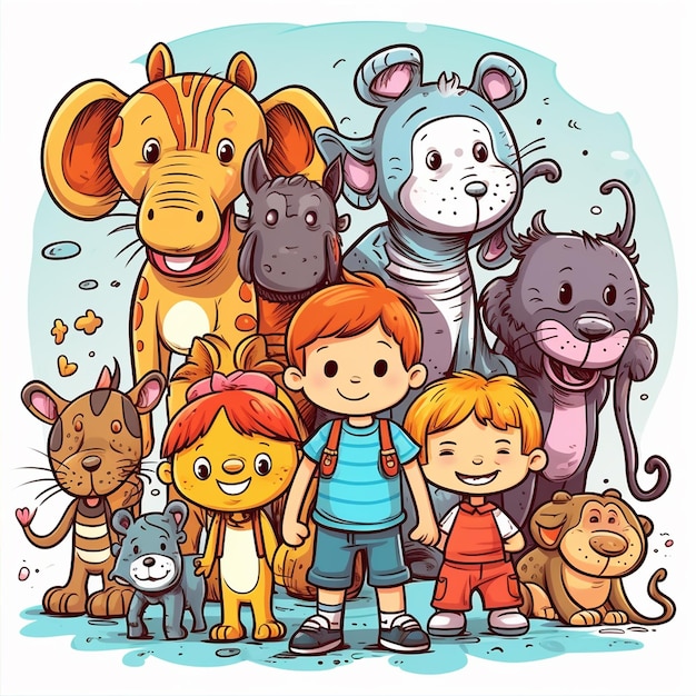 Ein niedliches Kinderspielzeug mit niedlichem Cartoon-Tier DoglionCowCatzibra