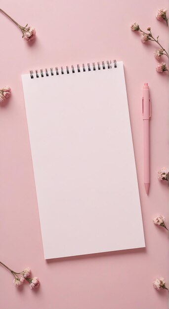 ein Notizbuch mit einem rosa Stift, auf dem das Wort steht