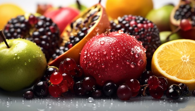 Foto ein obst-fotoshooting aus nächster nähe. sehr detailliertes obstkonzept in hd-qualität