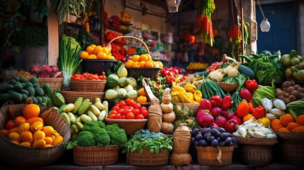 Ein Obst- und Gemüsemarkt ist für die Öffentlichkeit zugänglich.