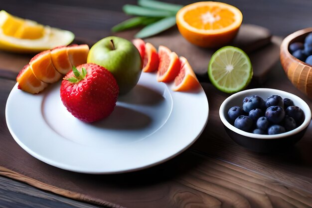 Foto ein obstteller und eine obstschale auf einem tisch