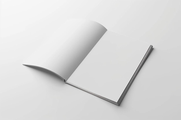 ein offenes Buch mit einem Bleistift auf einer weißen Oberfläche