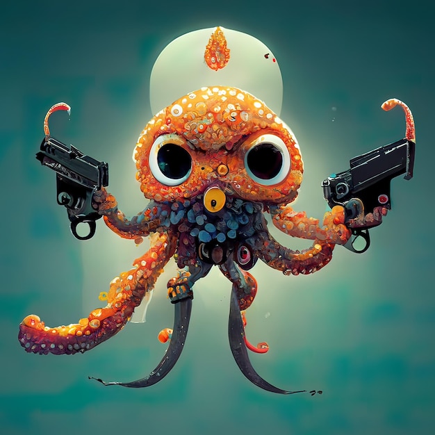 ein Oktopus mit einer Waffe