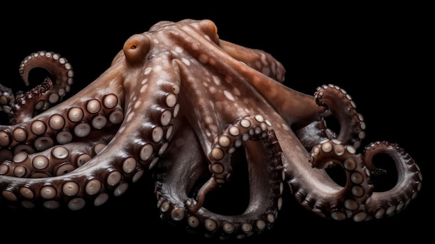 Ein Oktopus mit schwarzem Hintergrund
