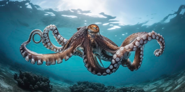 Ein Oktopus schwimmt im Meer