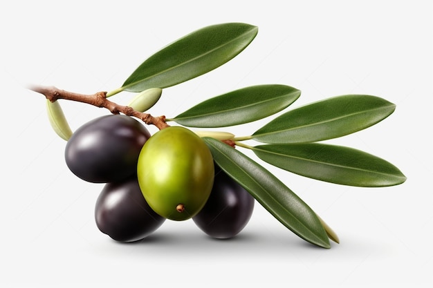 Ein Olivenzweig mit grünen Blättern und dem Wort Oliven darauf