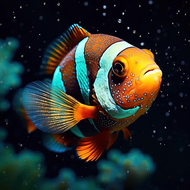 Ein orange-weißer Clownfisch schwimmt in einem Aquarium