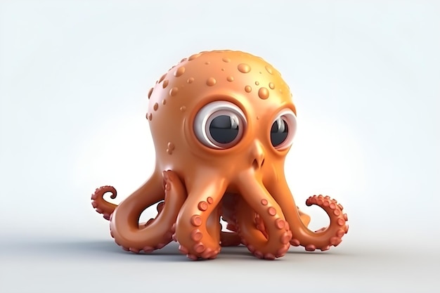 Ein orangefarbener Oktopus mit großen Augen und großen Augen.