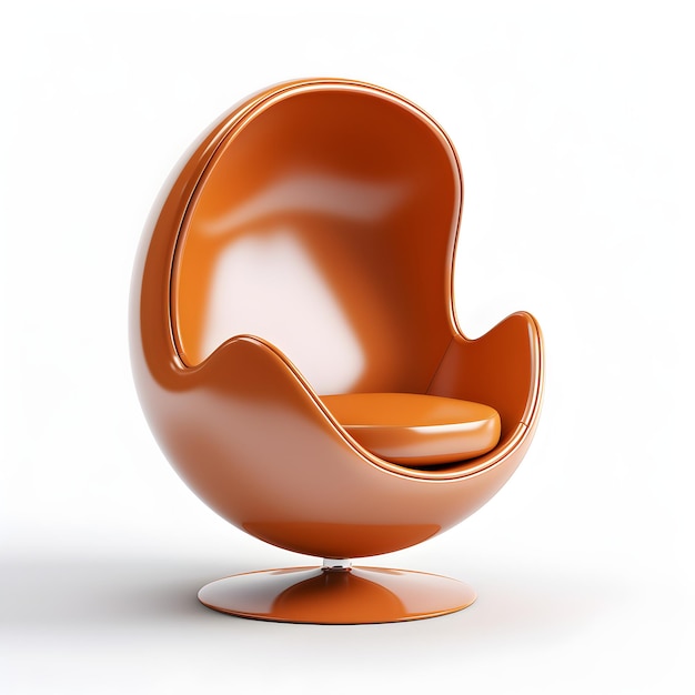 Ein orangefarbener Stuhl mit rundem Kissen