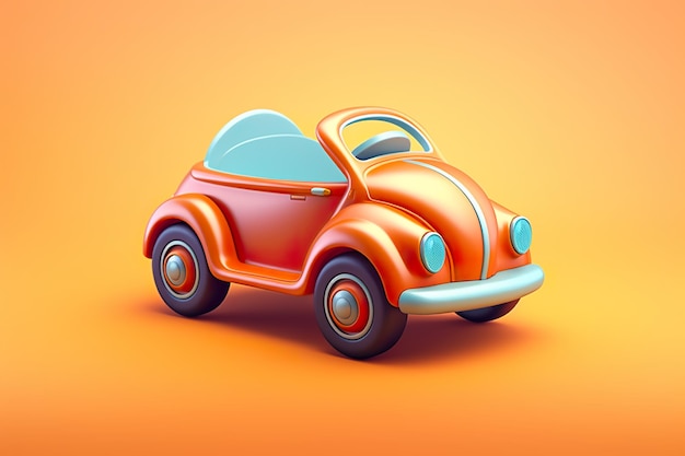Ein orangefarbenes Auto mit blauem Dach auf einem generativen KI-Bild mit orangefarbenem Hintergrund