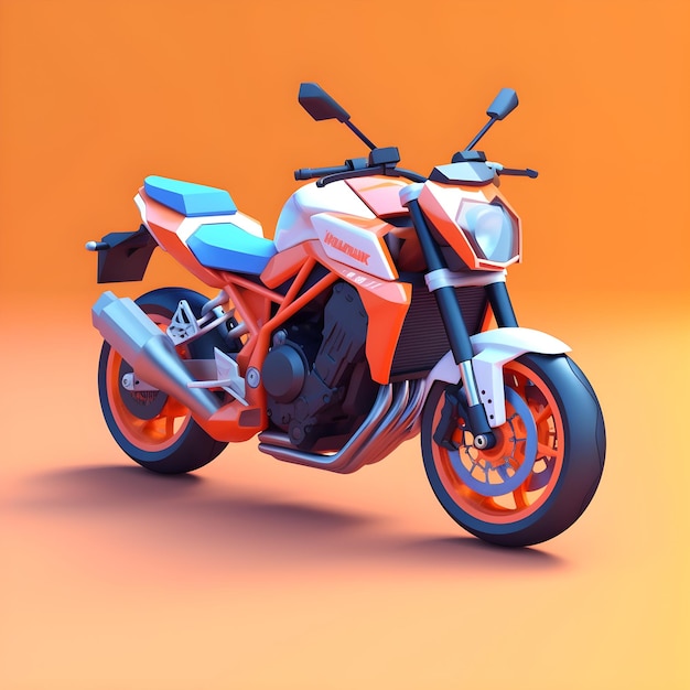 Ein orangefarbenes Motorrad mit orangefarbenen Rädern