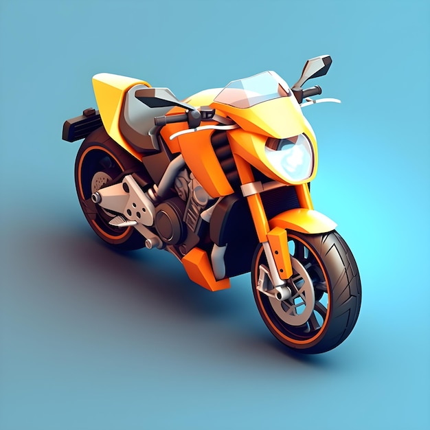 Ein orangefarbenes Motorrad