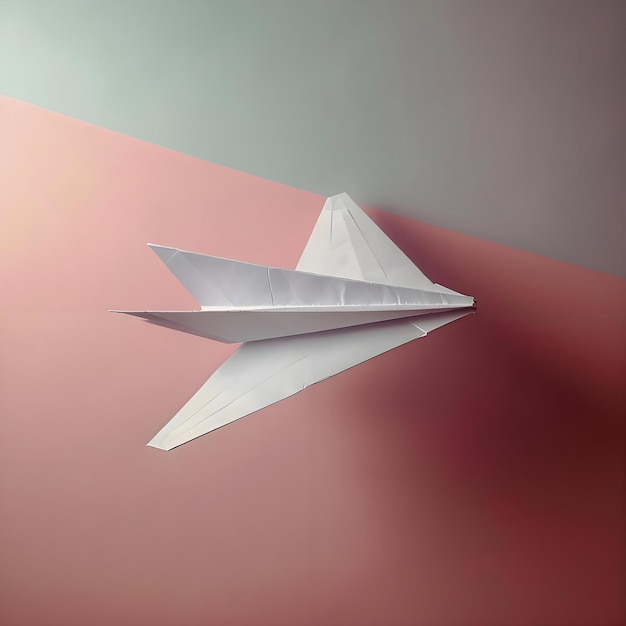 ein Origami-Flugzeug fliegt in der Luft
