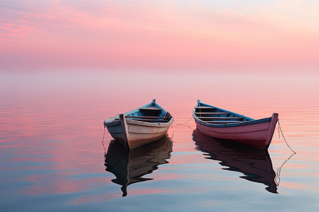 ein paar Boote, die auf einem Gewässer schwimmen