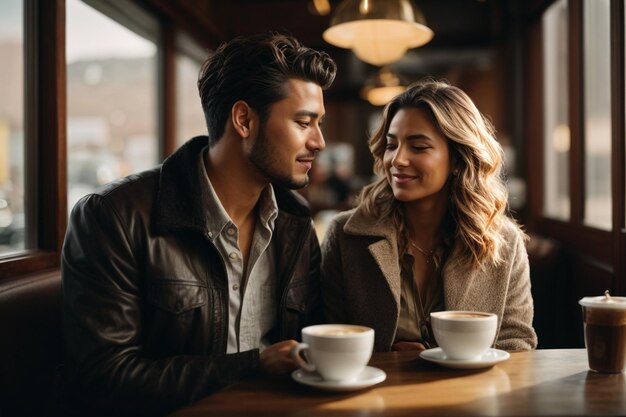 Ein Paar genießt am Wochenende einen Kaffee