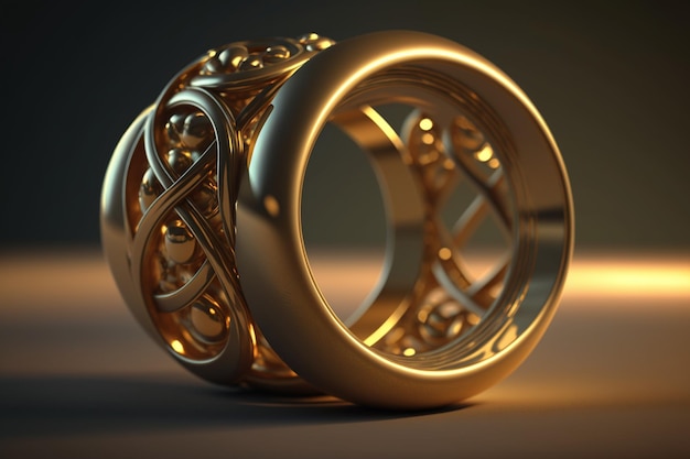 Ein Paar goldene Ringe mit dem Wort Celtic auf der Unterseite.