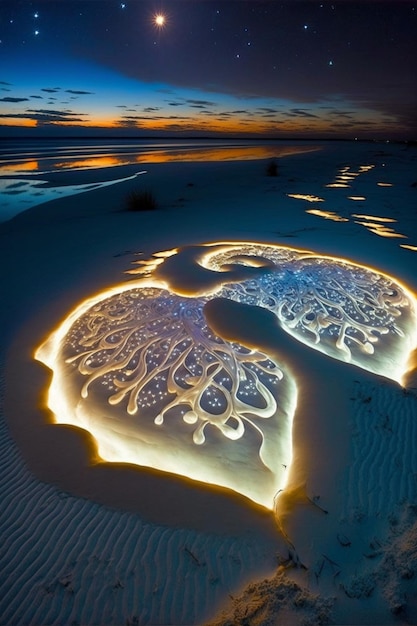 Ein paar Kunstwerke, die oben auf einem generativen ai eines Sandstrandes sitzen