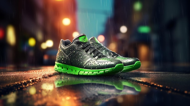 Ein Paar Nike-Laufschuhe im Regen