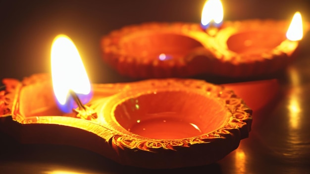 Ein Paar orangefarbene Schüsseln mit einer Kerze in der Mitte.