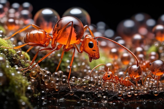 ein Paar orangefarbene Skorpione mit schwarzem Hintergrund.