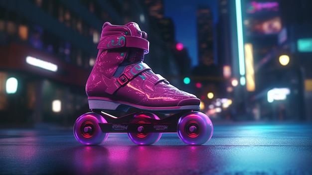 Ein Paar Rollschuhe mit dem Wort „Rollerblades“ auf der Unterseite.